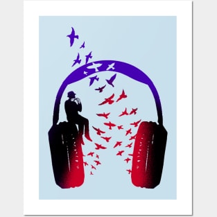 Headphone Music Harmonica Posters and Art